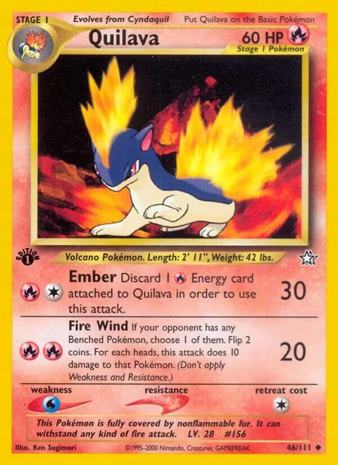 Quilava 46 #046/111 1st Edition Pokémon card from Neo Genesis