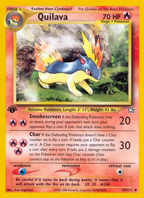 Quilava 47 #047/111 1st Edition Pokémon card from Neo Genesis