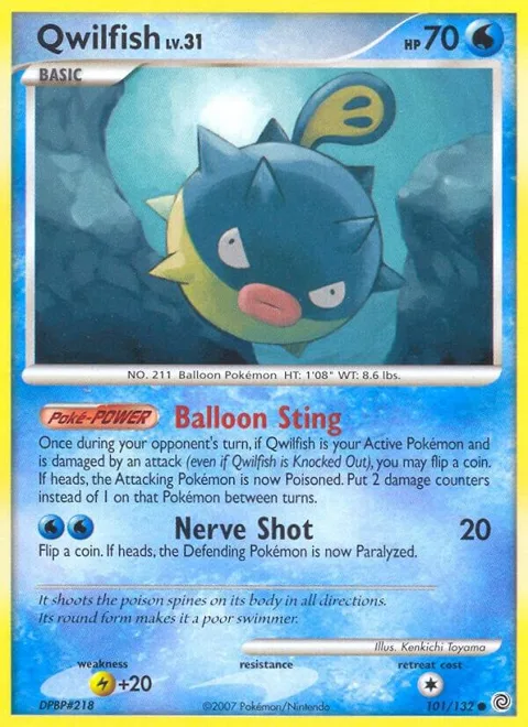 Qwilfish #101/132 Reverse Holofoil Pokémon card from Secret Wonders