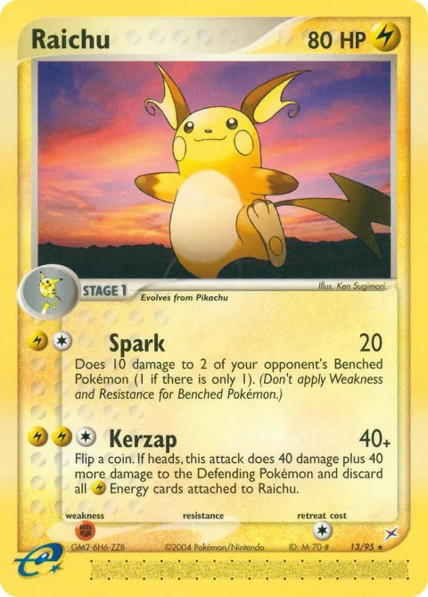 Raichu #13/95 Pokémon card from EX Team Magma vs Team Aqua
