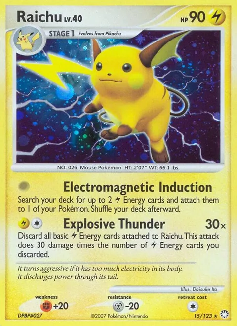 Raichu #15/123 Reverse Holofoil Pokémon card from Mysterious Treasures
