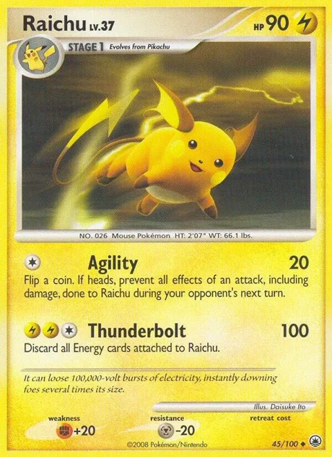 Raichu #45/100 Reverse Holofoil Pokémon card from Majestic Dawn