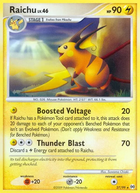 Raichu #27/99 Reverse Holofoil Pokémon card from Arceus