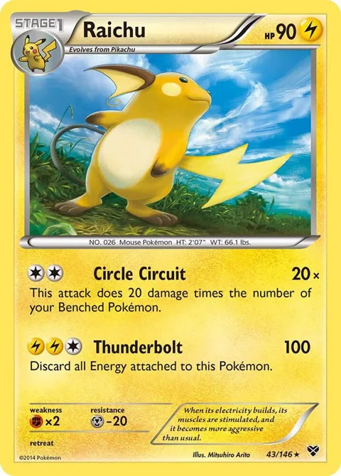 Raichu #43/146 Holofoil Pokémon card from XY Base Set