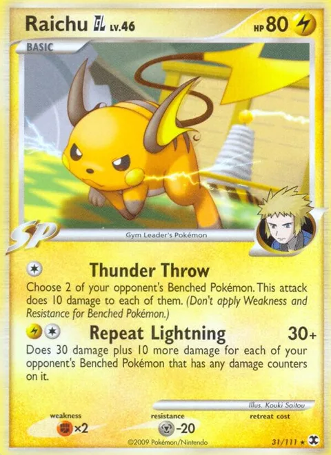 Raichu GL #31/111 Reverse Holofoil Pokémon card from Rising Rivals
