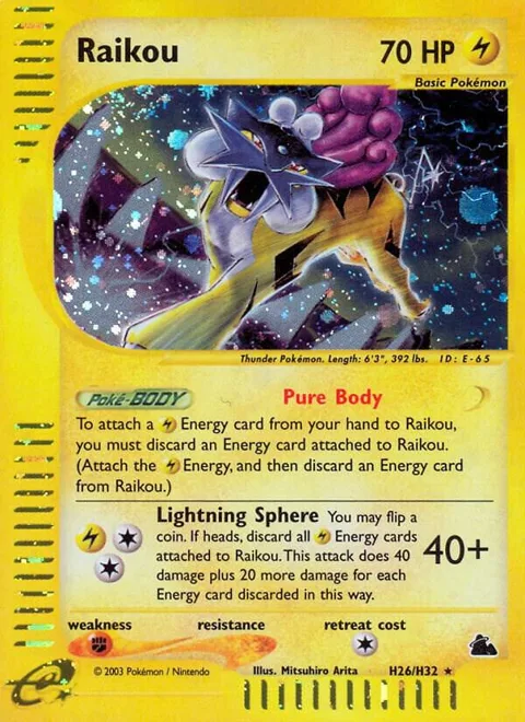Raikou H26 #H26/H32 Holofoil Pokémon card from Skyridge
