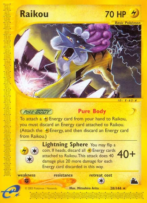 Raikou #028/144 Reverse Holofoil Pokémon card from Skyridge