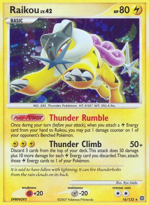 Raikou #16/132 Reverse Holofoil Pokémon card from Secret Wonders