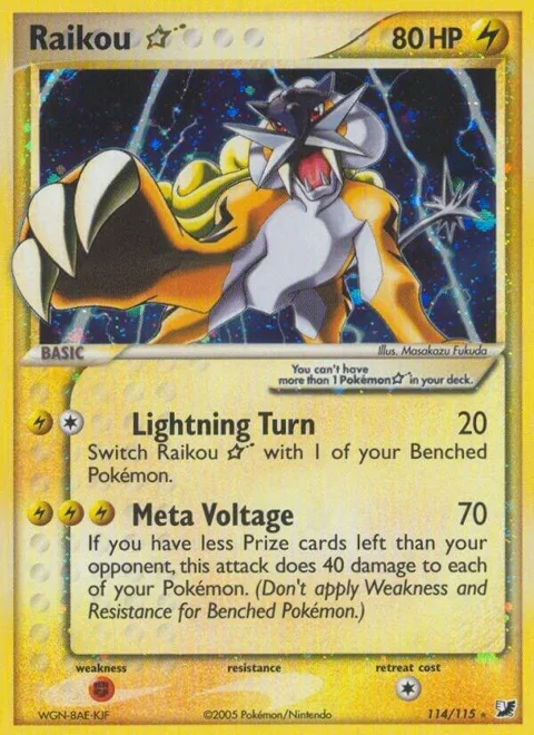 Raikou Star #114/115 Holofoil Pokémon card from EX Unseen Forces