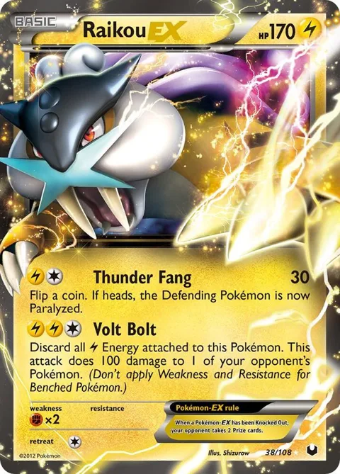 Raikou EX #38/108 Holofoil Pokémon card from Dark Explorers