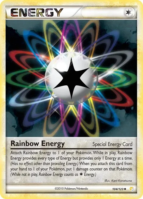 Rainbow Energy #104/123 Pokémon card from HeartGold SoulSilver