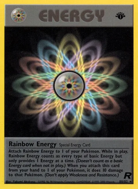 Rainbow Energy 80 #80/82 1st Edition Pokémon card from Team Rocket