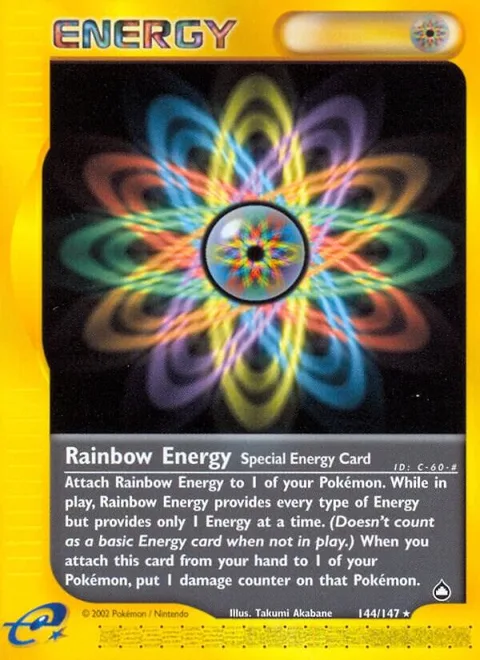 Rainbow Energy #144/147 Reverse Holofoil Pokémon card from Aquapolis