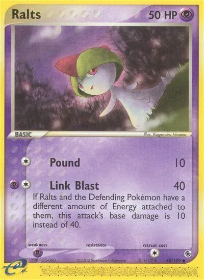 Ralts #68/109 Pokémon card from EX Ruby and Sapphire
