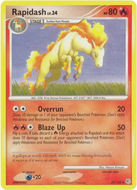 Rapidash #59/130 Pokémon card from Diamond and Pearl