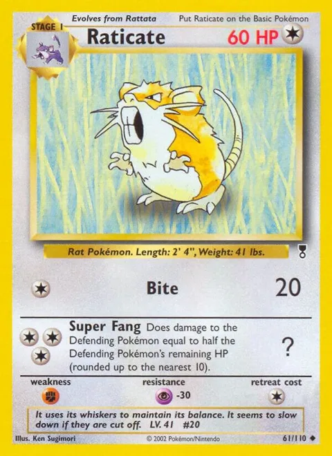 Raticate #061/110 Reverse Holofoil Pokémon card from Legendary Collection