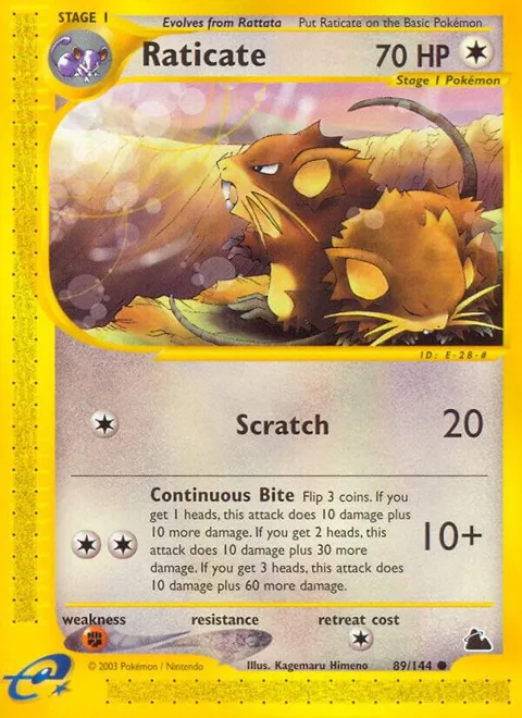 Raticate #089/144 Reverse Holofoil Pokémon card from Skyridge