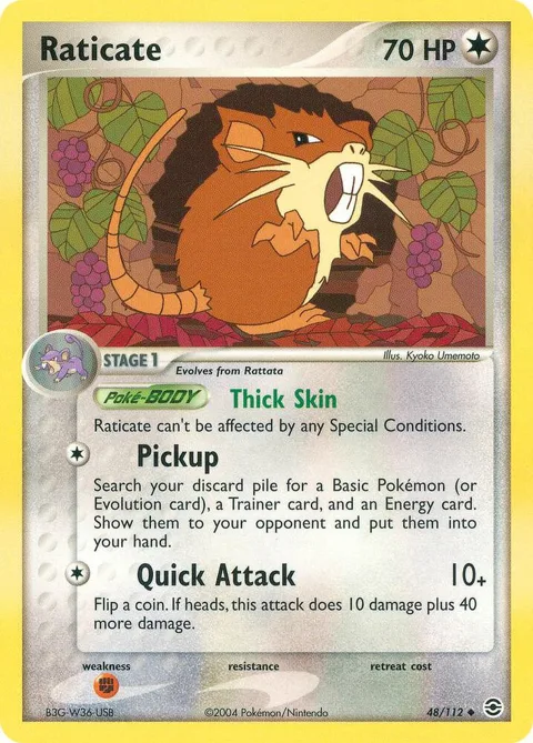 Raticate #48/112 Pokémon card from EX FireRed & LeafGreen
