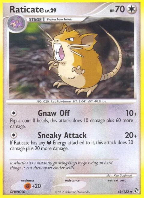 Raticate #61/132 Pokémon card from Secret Wonders