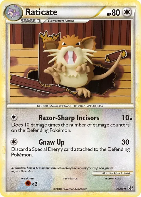 Raticate #34/90 Pokémon card from Undaunted