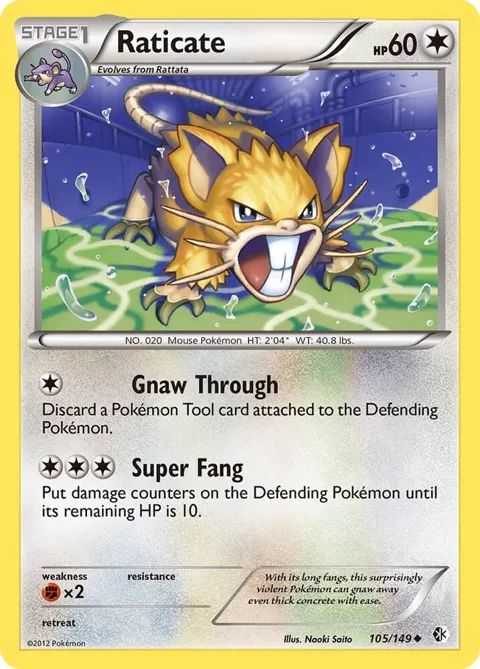 Raticate #105/149 Pokémon card from Boundaries Crossed