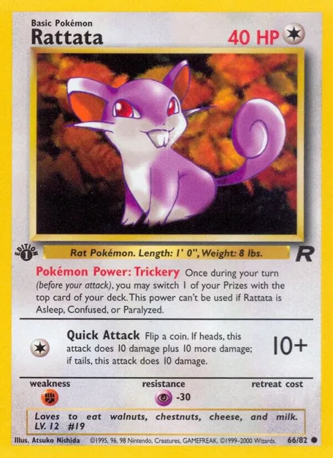 Rattata #66/82 1st Edition Pokémon card from Team Rocket