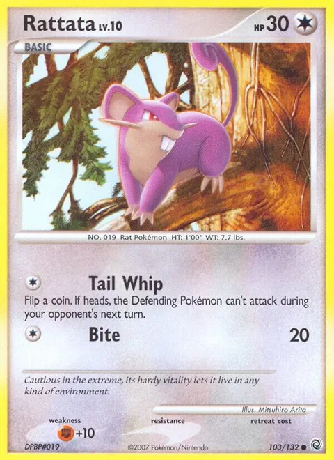 Rattata #103/132 Reverse Holofoil Pokémon card from Secret Wonders