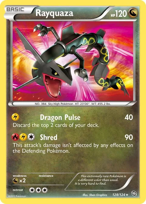 Rayquaza #128/124 Holofoil Pokémon card from Dragons Exalted