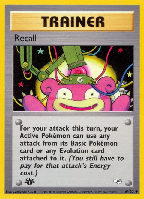 Recall #116/132 1st Edition Pokémon card from Gym Heroes