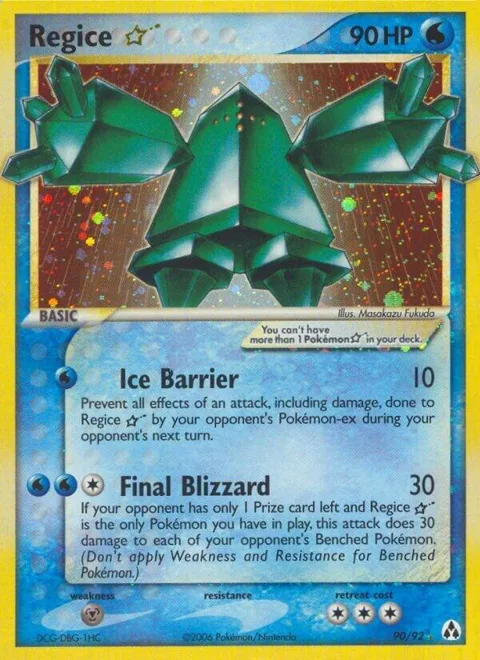 Regice Star #90/92 Holofoil Pokémon card from EX Legend Maker