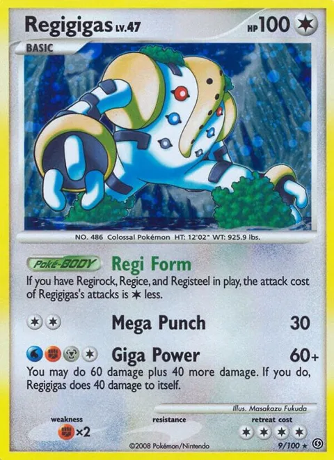 Regigigas #9/100 Reverse Holofoil Pokémon card from Stormfront