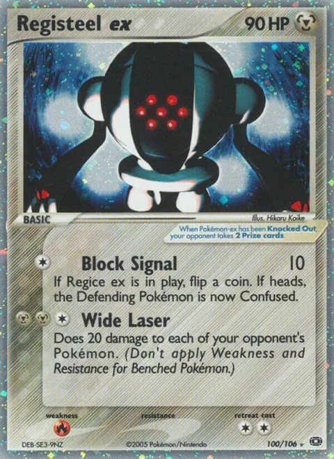 Registeel ex #100/106 Holofoil Pokémon card from EX Emerald