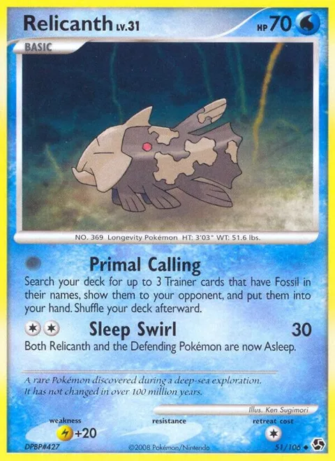 Relicanth #51/106 Pokémon card from Great Encounters