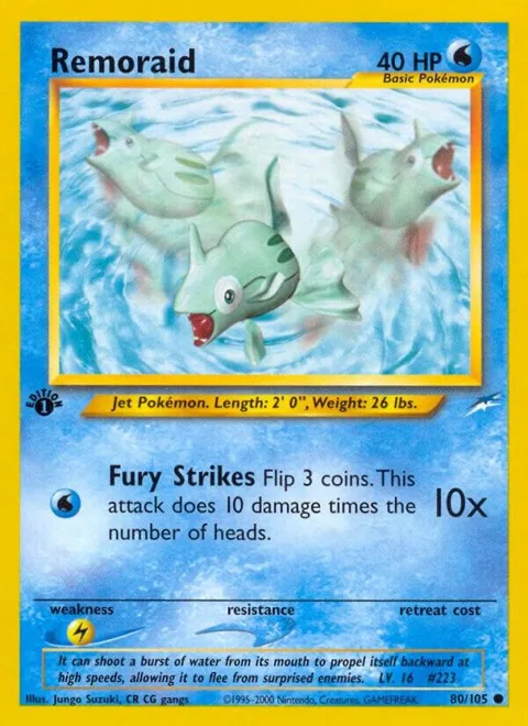 Remoraid #080/105 1st Edition Pokémon card from Neo Destiny