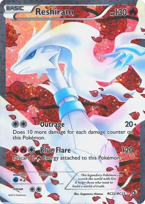 Reshiram Full Art #RC22/RC25 Holofoil Pokémon card from Legendary Treasures: Radiant Collection