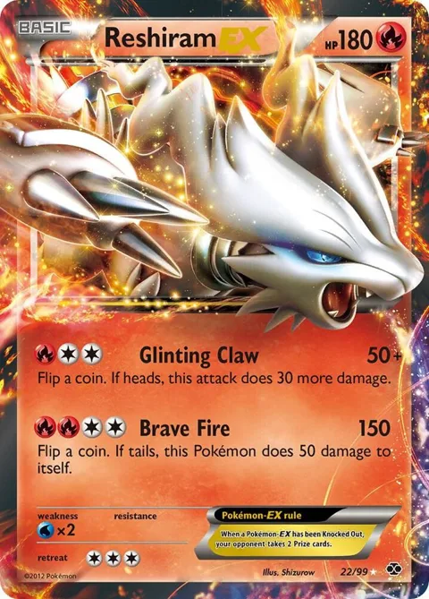 Reshiram EX #22/99 Holofoil Pokémon card from Next Destinies