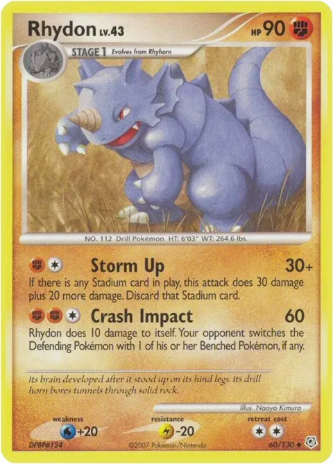 Rhydon #60/130 Pokémon card from Diamond and Pearl