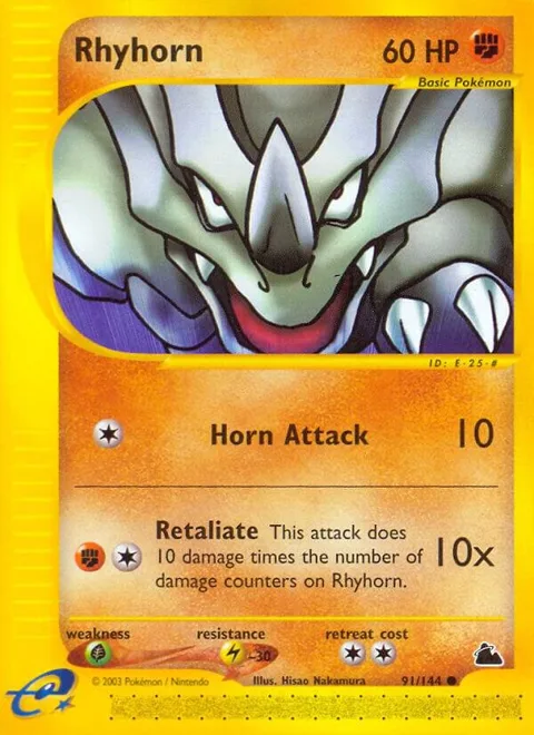 Rhyhorn #091/144 Reverse Holofoil Pokémon card from Skyridge