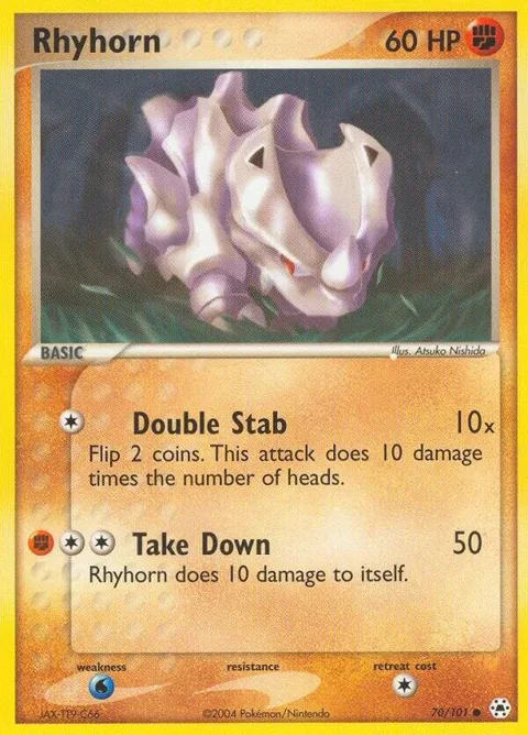 Rhyhorn #70/101 Reverse Holofoil Pokémon card from EX Hidden Legends