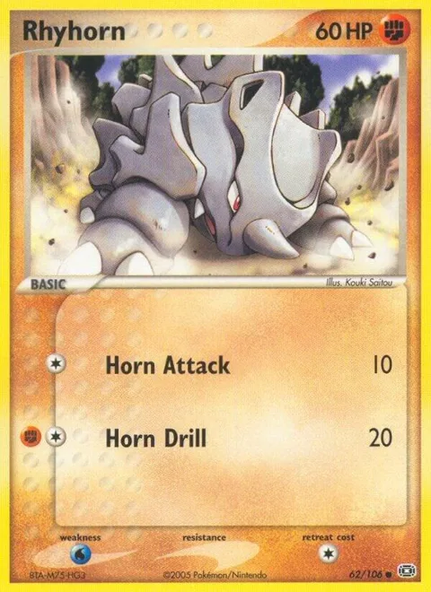 Rhyhorn #62/106 Reverse Holofoil Pokémon card from EX Emerald