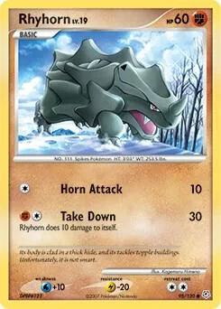 Rhyhorn #95/130 Reverse Holofoil Pokémon card from Diamond and Pearl