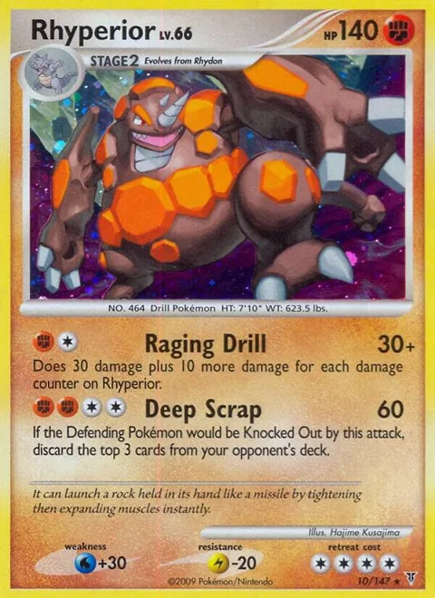 Rhyperior #10 Holofoil Pokémon card from Supreme Victors