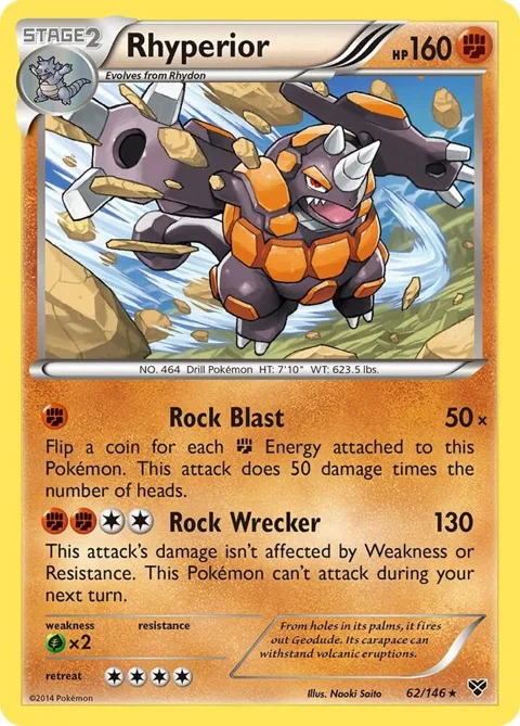 Rhyperior #62/146 Holofoil Pokémon card from XY Base Set