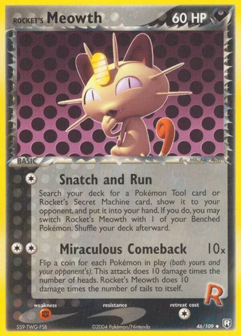 Rocket's Meowth #46/109 Reverse Holofoil Pokémon card from EX Team Rocket Returns