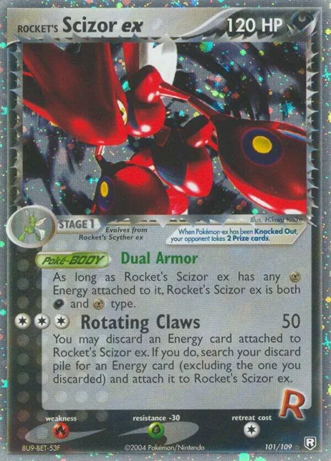 Rocket's Scizor ex #101/109 Holofoil Pokémon card from EX Team Rocket Returns