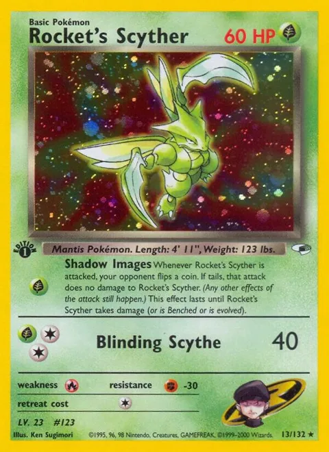 Rocket's Scyther #013/132 Unlimited Holofoil Pokémon card from Gym Heroes