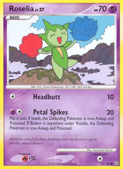 Roselia #72/100 Pokémon card from Stormfront
