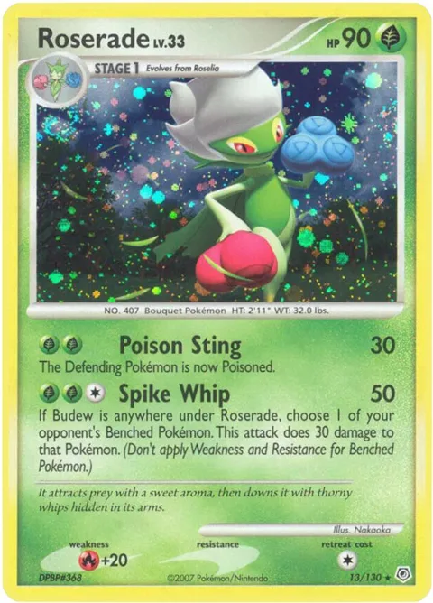 Roserade #13/130 Holofoil Pokémon card from Diamond and Pearl