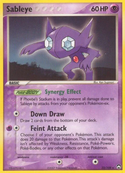 Sableye #22/108 Reverse Holofoil Pokémon card from EX Power Keepers