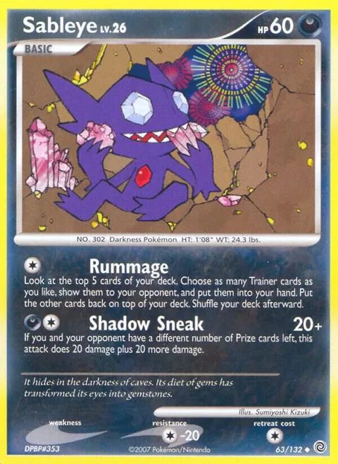 Sableye #63/132 Pokémon card from Secret Wonders